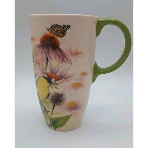 Cypress Home Butterfly Daisy Flower Bird Coffee Mug 18 oz Goldfinch Coneflower
